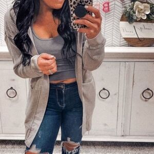 Mono B Women's Light Gray Cardigan